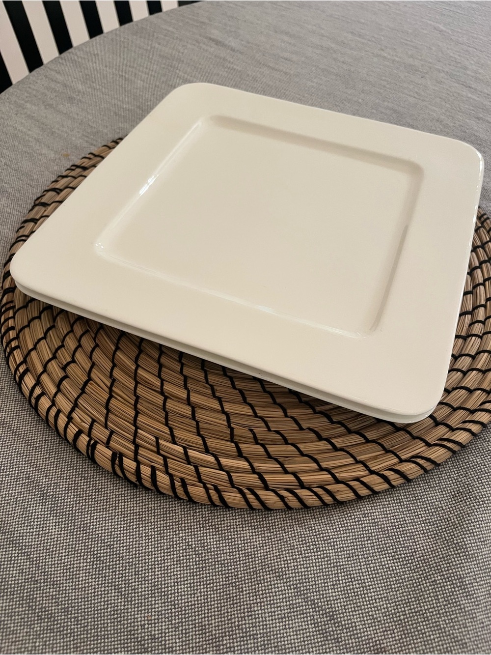 Hotel Collection White Square Ceramic Dinner Plate - Set of two